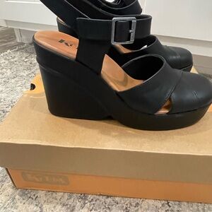 Kork-Ease Black Wedge Sandals